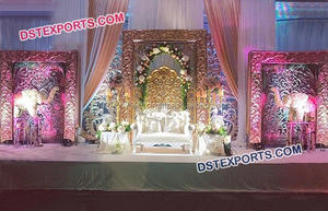Engagement <b>Panel</b> Wedding Stage Golden Carved <b>Flower</b> Design Backdrop <b>Panel</b> Different Design Wedding Backdrop Frame <b>Panels</b> - Product Image 2