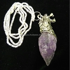 Amatista punta de flecha Dragone cara ágata colgante joyería hecha a mano de La India - Product Image 1