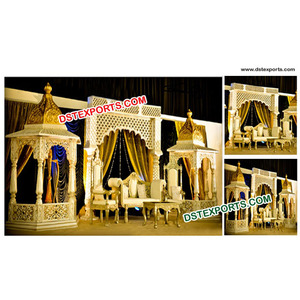 Décoration indienne de scène de mariage musulman, décor de scène pour fête musulmane Jodha Akbar, en vente - Product Image 1