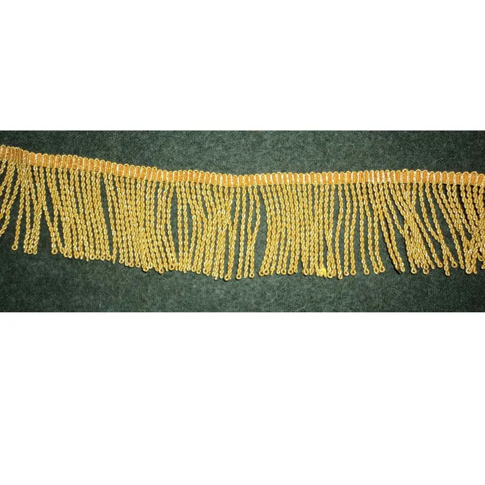 Frange dorée pour drapeau en fil Mylar fabricant de taille personnalisée franges Mylar de haute qualité