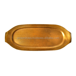 Bandeja para servir Latón antiguo Acabado Martillado Servicio de habitaciones de hotel Bandeja para servir Bandeja decorativa de cobre cuadrada - Product Image 1