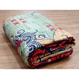 Yatak örtüsü battaniye hint el yapımı Kantha yorgan atmak