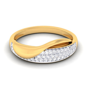 Bague de fiançailles en diamant véritable 0,40 TCW |   Bague élégante en or jaune 14 carats avec sertissage à griffes et bande incurvée, bijou raffiné, cadeau pour femme - Product Image 1