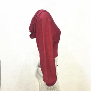 Jersey informal para mujer, TOP corto liso, TOP corto, Sudadera con capucha - Product Image 4