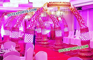 Pilares de doble Polo para boda, decoración de camino de boda, Ganesha de fibra blanca con Pedestel Aisley - Product Image 6