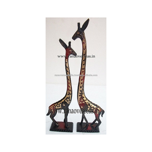 Estatuilla de jirafa de trabajo Nakkashi de latón, Metal pintado de tres colores para el hogar, escuela, Hotel, decoración de oficina - Product Image 2