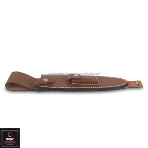 Couteau de chasse damas lame en acier durable manche en bois en cuir véritable gaine personnalisable OEM/ODM avec étui à boucle de ceinture en cuir - Product Image 3