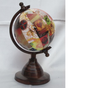 Globo de escritorio de estilo antiguo con artesanías de plástico de mascota náutica con rutas marítimas y aéreas Detalles de las principales ciudades del mundo - Product Image 3