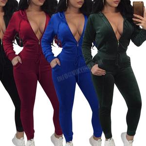 ชุดวอร์มกำมะหยี่สำหรับผู้หญิงชุดวอร์มสองชิ้นเสื้อครอปฮู้ดแขนยาวชุดวอร์มสำหรับฤดูหนาวและกางเกงสำหรับ2025 - Product Image 1