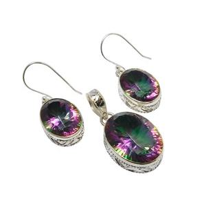 Juego de aretes de piedras preciosas de cuarzo místico de Plata de Ley 925 de gran calidad Natural para mujer para regalo - Product Image 1