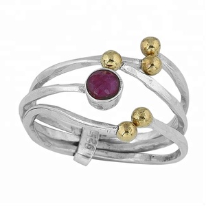 Pink Faceted Opaque Ruby 925 Sterling Silver Designer Adjustable Ring Jewelry - Product Image 1