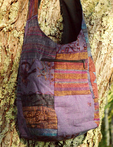 Sac à bandoulière en coton brodé vintage fait à la main unisexe Sling Style PU doublure en cuir Patchwork Design Logo motif inspiré - Product Image 1