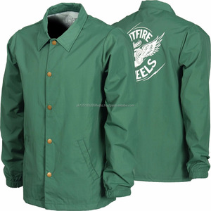 Green Men's Varsity <b>Jacket</b> With Back Print Logo Turn-down Collar Casual Style Polyester Material Autumn Wear - Product Image 1