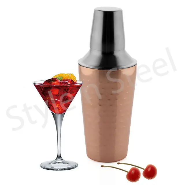 Roestvrijstalen Cocktailshaker Gehamerd Koper Roestvrij Staal Mocktail Shaker Drink Mixer Proteïne Shaker 750 Ml