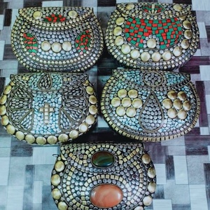 Bohemian Women's Messenger Bag from India Handcrafted <b>Beaded</b> Purse Beach Evening Party Shopping Clutch Bag Afghani Shoulder Bags - Product Image 4