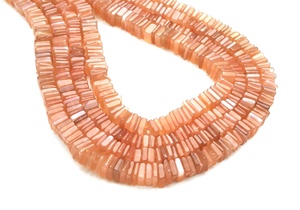 Gema Natural de piedra lunar de melocotón, cuentas de Heishi de forma cuadrada lisa, fabricación de joyas, pulsera, collar artesanal - Product Image 3