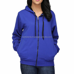 Sudadera con capucha para mujer Fábrica OEM Sudadera con capucha de algodón original de alta calidad Sudaderas con capucha personalizadas Colores sólidos térmicos Azul oscuro - Product Image 1