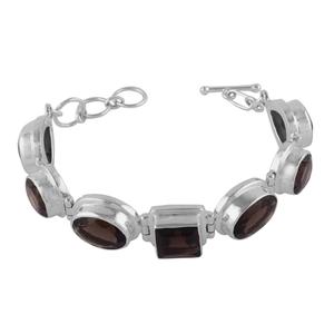 Pulsera de cuarzo ahumado, joyería de plata de ley 925 - Product Image 1
