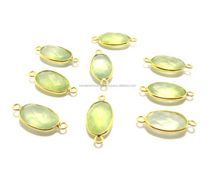 Prehnite เหลี่ยมเพชรพลอยเชื่อมต่อคริสตัลเครื่องประดับทำทองรูปวงรี14x16mm คู่ประกัน - Product Image 4