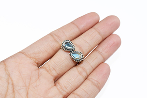 Posh-Anillo de plata de primera ley con forma de pera para mujer, sortija, plata esterlina 925, labradorita, estilo indio - Product Image 4