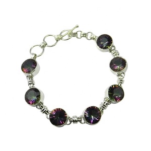 Pulsera de Plata de Ley 925 de alta calidad para mujer, nuevo diseño chapado en oro, pulsera de piedras preciosas de cuarzo místico genuino, regalo - Product Image 1