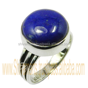 Handmade 925 Sterling <b>Silver</b> <b>Eternity</b> Vermeil <b>Ring</b> Lapis Lazuli Gemstone Set in Round Bezel Setting for Weddings Fine Jewelry - Product Image 2