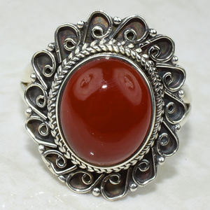 Anillos de plata de ley 925 con forma ovalada de cornalina, fabricante de la India, exportación y venta al por mayor - Product Image 3