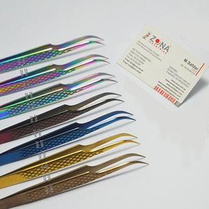 Pinzas de extensión de pestañas con acabado arcoíris, pinzas de volumen multicolor con etiqueta privada - Product Image 3