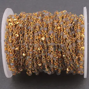 Labradorita de oro pirita 3-4mm Rondelle chapado en oro de piedras preciosas Rosario Cadena de cuentas