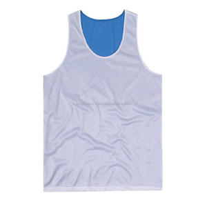 Maillots de basket personnalisés pour garçons, respirants, blancs et bleus, pour l'entraînement, 100% polyester, antibactériens, séchage rapide, col rond - Product Image 1