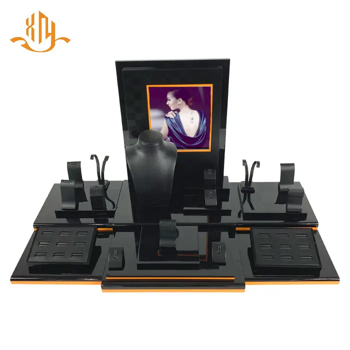 XIANGYU Factory Custom Fashionable Light Paint Black Jewelry Display Stand Set