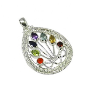 จี้จักระพลอยสีเงินสเตอร์ลิงสีฟ้า925จี้จักระจี้เครื่องประดับที่ดีจี้และเสน่ห์ขายส่งและผู้ผลิต - Product Image 1