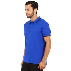 Camiseta personalizada de manga corta para hombre, Polo Piqué azul - Product Image 3