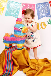 Lovely Toddler Flutter Sleeves Empire Waist Darling Dress With <b>Pom</b> <b>Pom</b> <b>Trim</b> Mexican Embroidered Off Shoulder Little Girl Tunic - Product Image 5