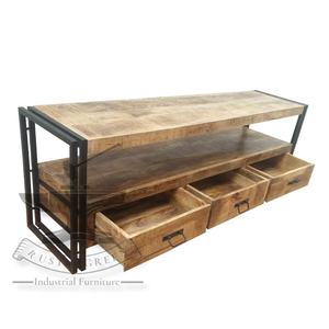 Vintage Industrial de hierro y de Tv de madera con cajones de almacenamiento - Product Image 3