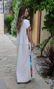 Africano Vintage Look Floral bordado borla dobladillo decoración piso longitud Maxi vestido estilo popular moda cubrir playa vestido de sol - Product Image 4