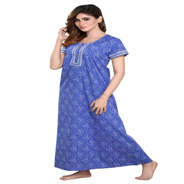 कपास फैशन भारतीय मुद्रित रात गाउन/Nighties महिलाओं के लिए