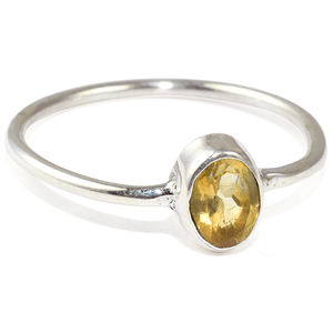Anillo de plata de primera ley con forma ovalada para mujer, sortija, plata esterlina 925, citrino, color amarillo, hecho a mano - Product Image 1