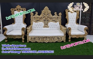 Elegante Juego de Sofás para Bodas, Juego de Sofás de Madera Tallada con Metal para Bodas Indias, Juego de Muebles de Decoración para Bodas Asiáticas, EE. UU. - Product Image 2