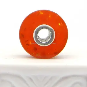 큰 구멍 라운드 평면 실버 코어 구슬 14x8x3.5mm 합성 앰버 보석 10.60 cts