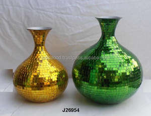 Florero de hierro de alta calidad con mosaico de vidrio florero de esmalte puede estar en cualquier color fiesta boda decoración del hogar - Product Image 2