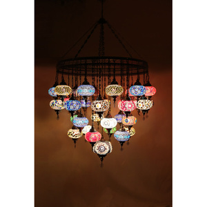 โคมไฟระย้าโมเสกแก้วสไตล์ตุรกีแบบดีลักซ์ 37 ชิ้น ขนาดที่ 3 พร้อมหลอดไฟประหยัดพลังงาน ได้รับการรับรองมาตรฐาน CE - Product Image 1