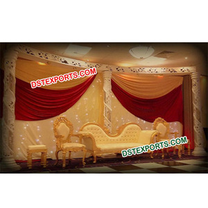 Meubles de mariage indiens élégants, dernier créateur, ensemble de canapé avec pilier en cristal, meubles de mariage asiatique - Product Image 1