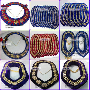 Collar Masónico de la Gran Logia, Bordado con Cruz, Trabajo de Aguja, Personalizable, en Cuero y Tela para Uso Masónico - Product Image 2