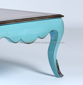 เฟอร์นิเจอร์บ้าน - โต๊ะกาแฟไม้สไตล์ฝรั่งเศส วินเทจ สีฟ้าอ่อน สไตล์โบราณ - Product Image 3
