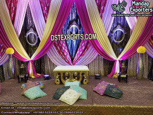 Wedding Stage Golden Backdrop Indian Wedding Backdrop Decoration Beautiful Wedding <b>Curtains</b> - Product Image 4