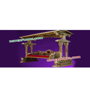 Wedding Stage Mayur <b>Swing</b> Heavy Gold Metal Carved <b>Swing</b> Indian Jhula Manufacturer - Product Image 1