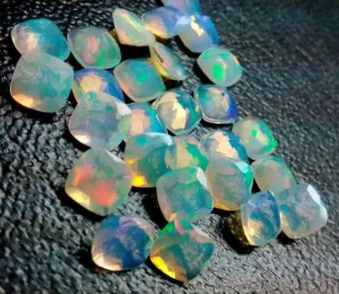 5mm Natural Ethiopian Opal Loose Cushion Faceted Cut Gemstone Wholesale Price Natural Top Quality Gemstone Natural Good Color