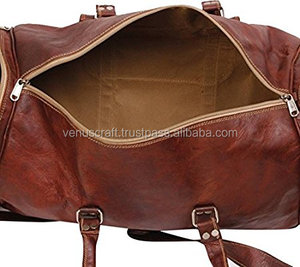 Weekender Overnight Bag 100% Lona de viaje de cuero genuino Bolsa de lona de color marrón de grano completo Bolsas de fin de semana de gimnasio grandes personalizadas - Product Image 4