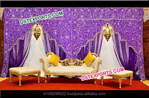 Purple Wedding Stage Backdrop for Decoration Embroidered Backdrop <b>Curtain</b> Wedding Stage Backdrop - Product Image 3